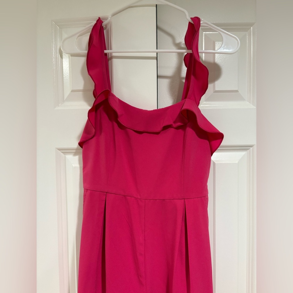 Pink Jumpsuit NWOT Ruffle Strap Size M - Picture 2 of 3